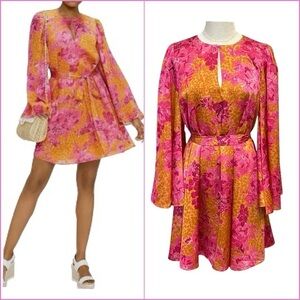 Ted Baker London "Metropolis" Floral Belted Shift Mini Dress Sz 2 /US 6 Occasion